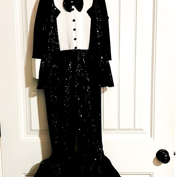 Tuxedo Sequin Jumpsuit - Picture 1 of 2